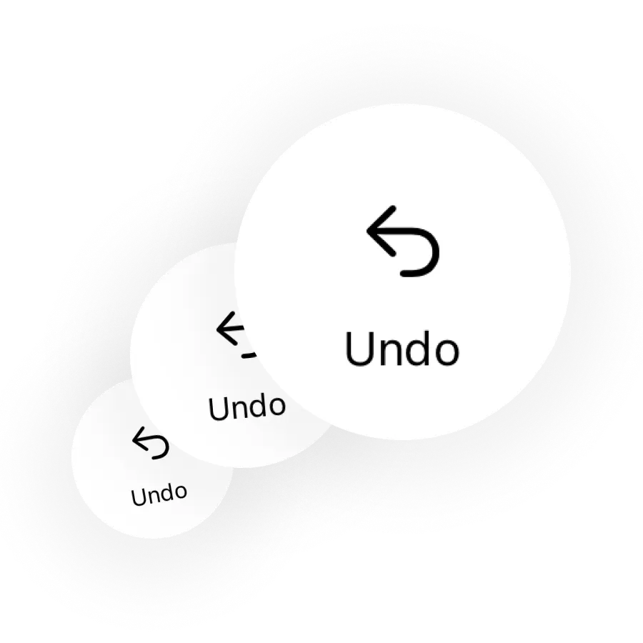Three Undo buttons receding one behind the other into the distance